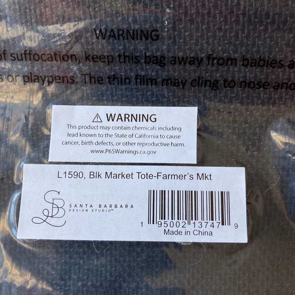 NWT Farmers Market Tote Santa Barbara Design Studio Black Tan Jute Leather 18H - Picture 15 of 15